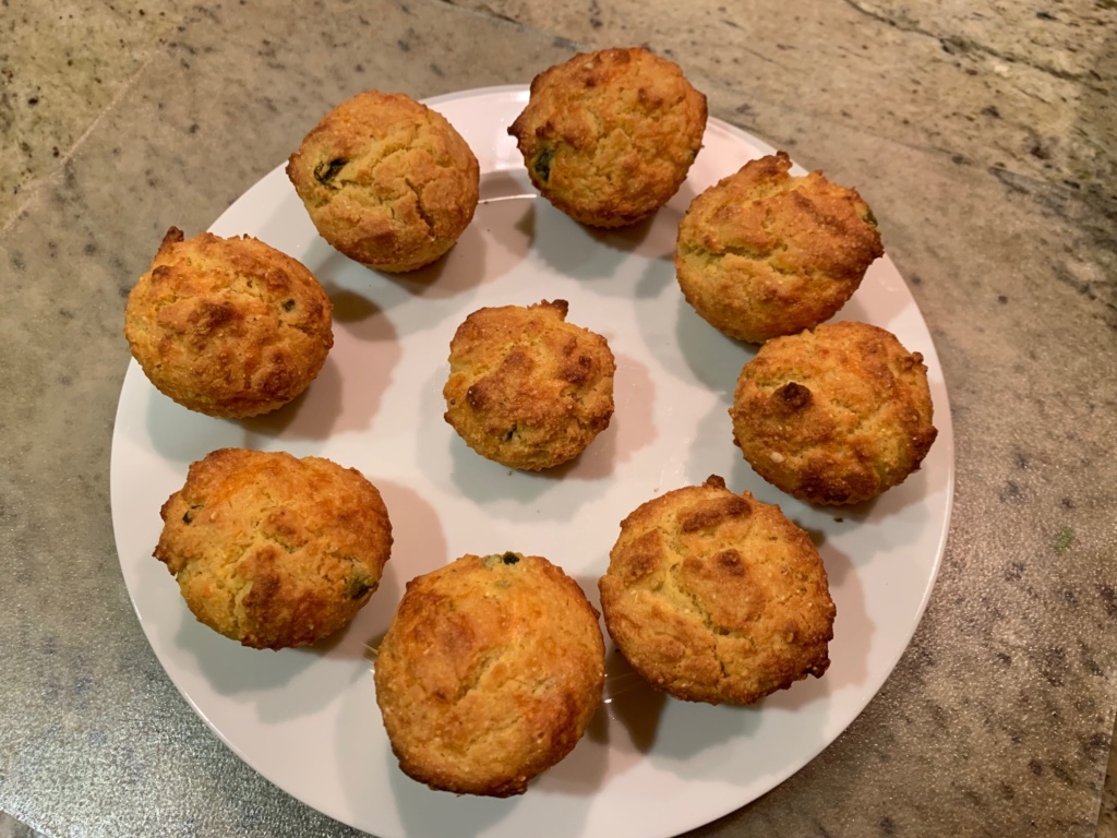 A platter of homemade cornbread muffines.