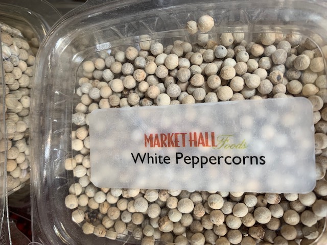 White peppercorns.,