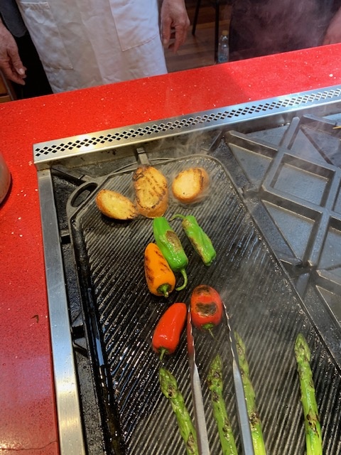 Veggies on the grill pan.