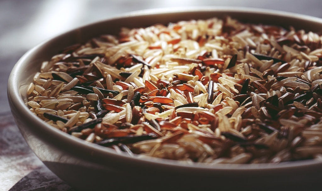 Bowl of various raw rice