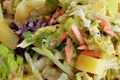 Closeup of Pineapple Coleslaw.