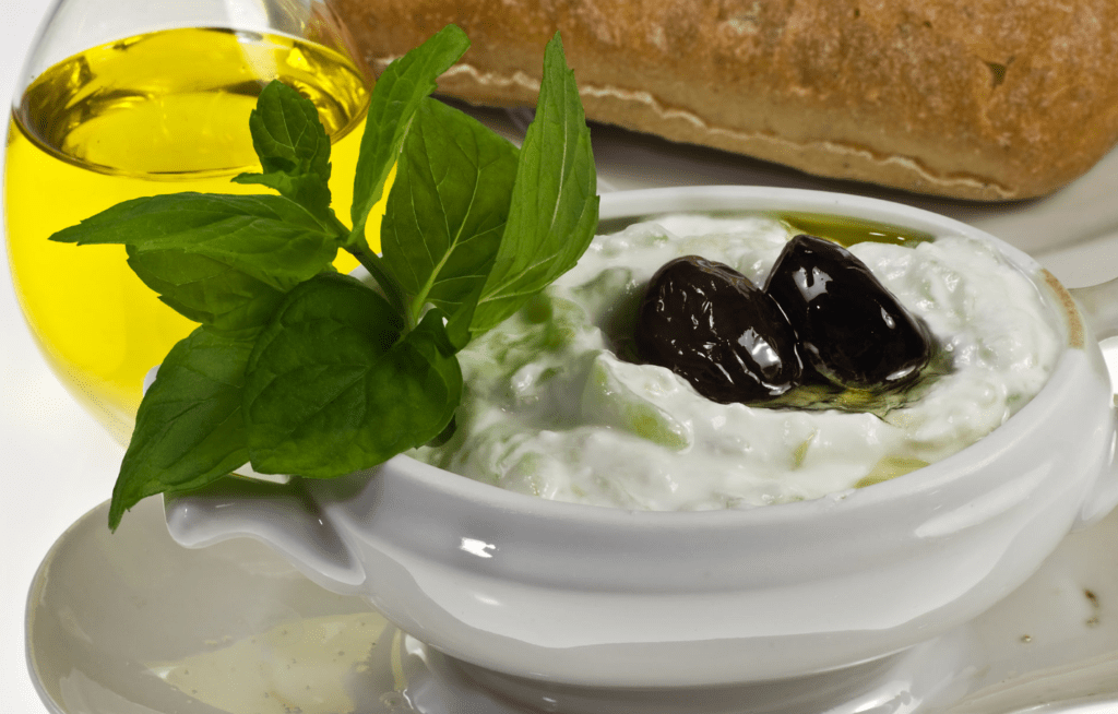 Tzatziki photo from Wikipedia. 