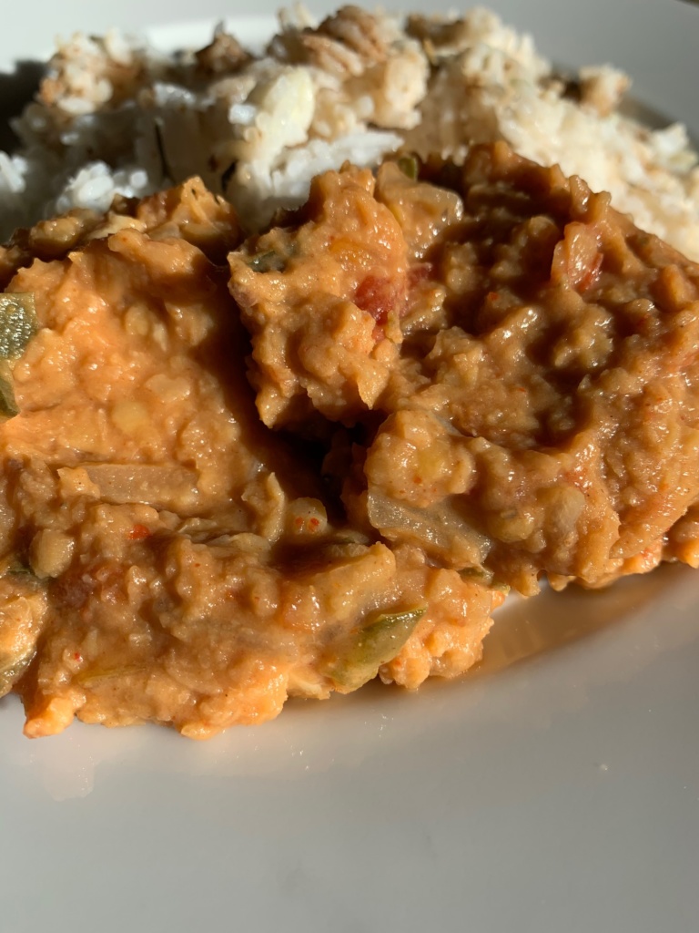 Photo of lentil stew and rice