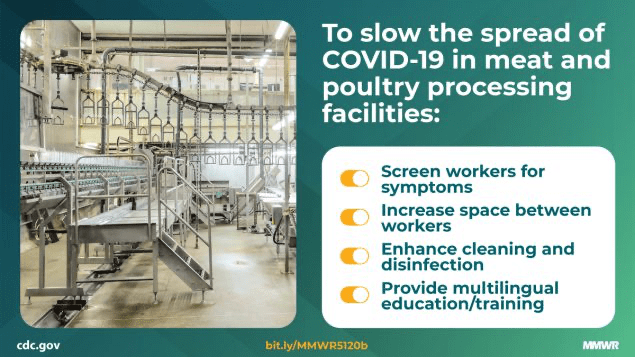 Graphic on how to stay safe in a meat processing plant