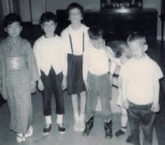 Old, 1960s black and white photo of me with some Japanese friends and siblings. 